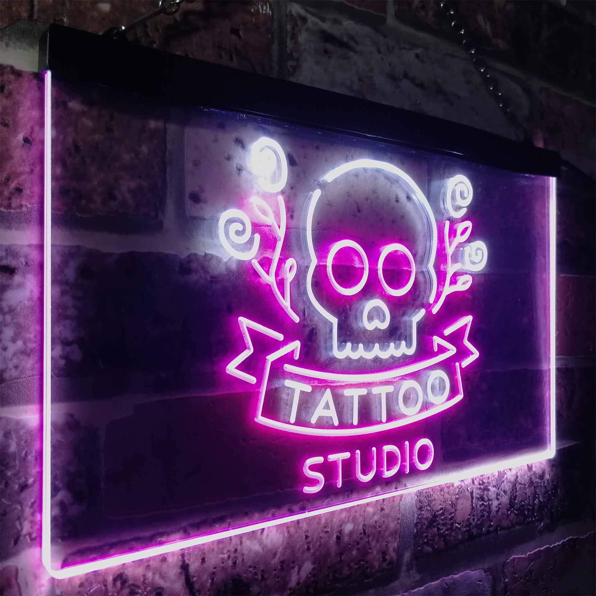 Amazon | Tattoo Studio Skull Display Wall Décor Dual Color LED